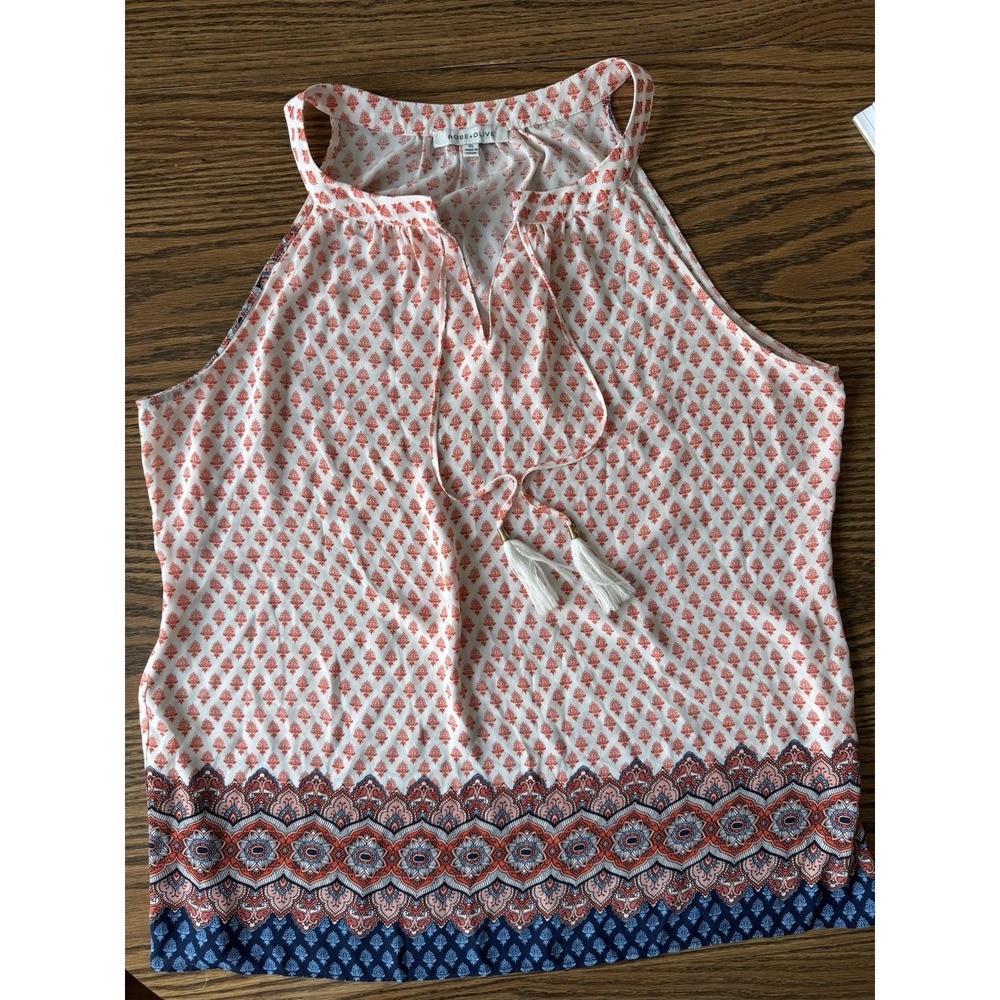 Rose and Olive Women's Boho / Hippie / Retro Sleeveless Tank Top Size XL